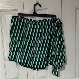 Diane Von Furstenberg Green and Black Geometric Skirt